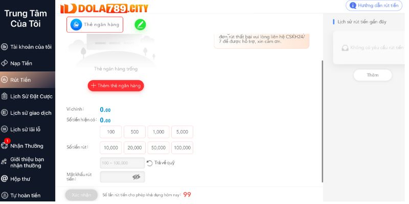 Quy trình rút tiền Dola789 thành công