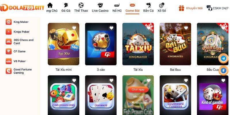 Kho game bài Dola789 phong phú